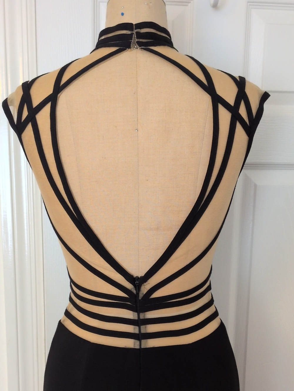 Sherri Hill Black Sheer-Illusion Column Gown - Picture 6 of 6